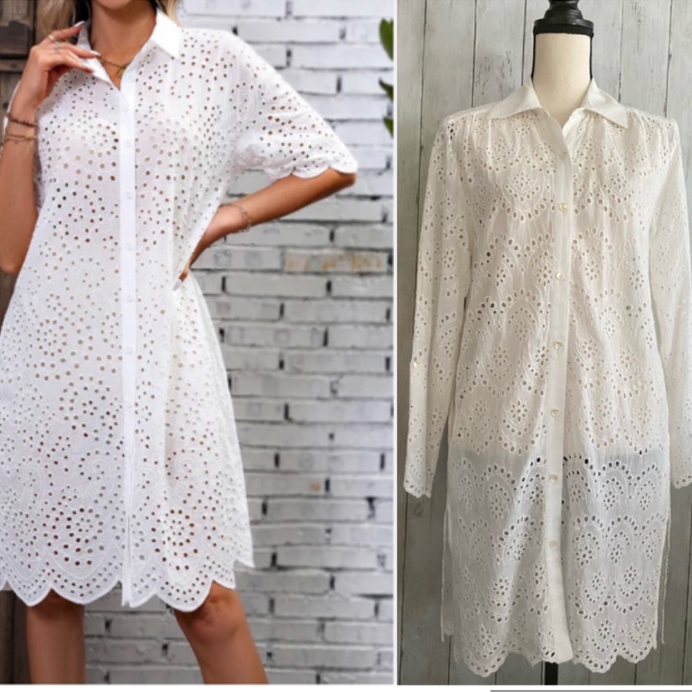 Anita Naithani Eyelet Shirt Dress